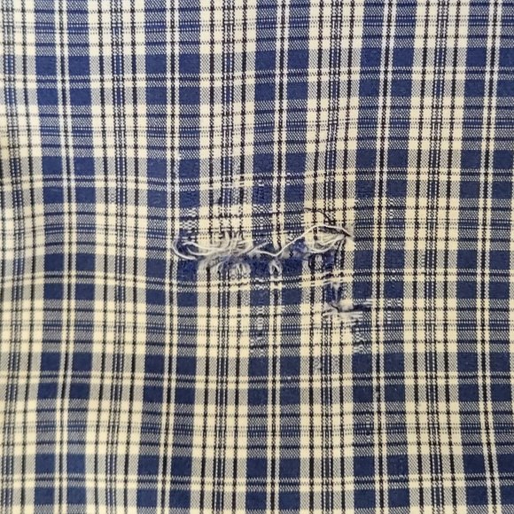 Ralph Lauren Blue White Checked Button Down Shirt Red Pony Logo Classic Flawed - Picture 10 of 10